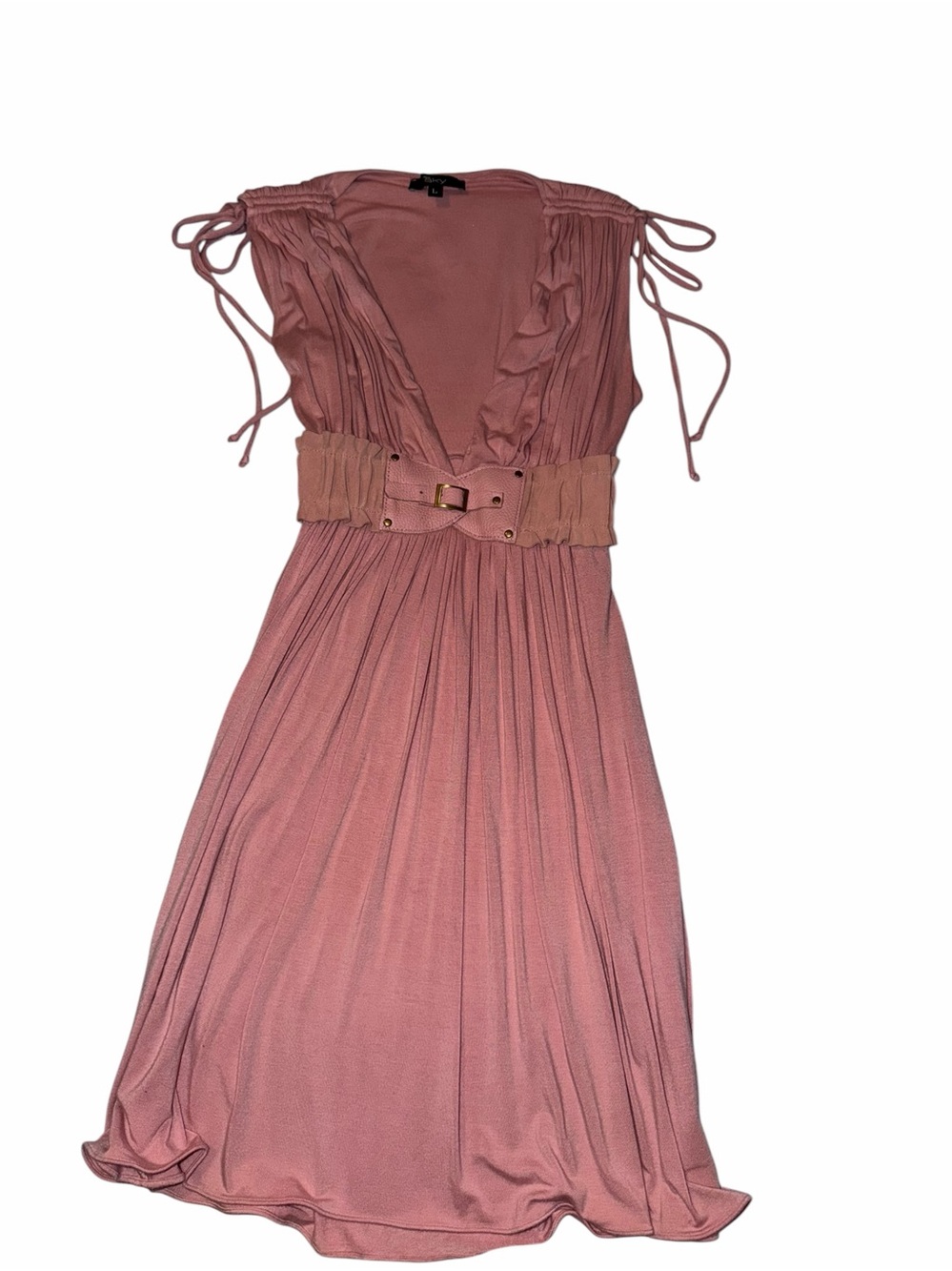 Sky Brand rare Pink Plunging Belted Mini Dress